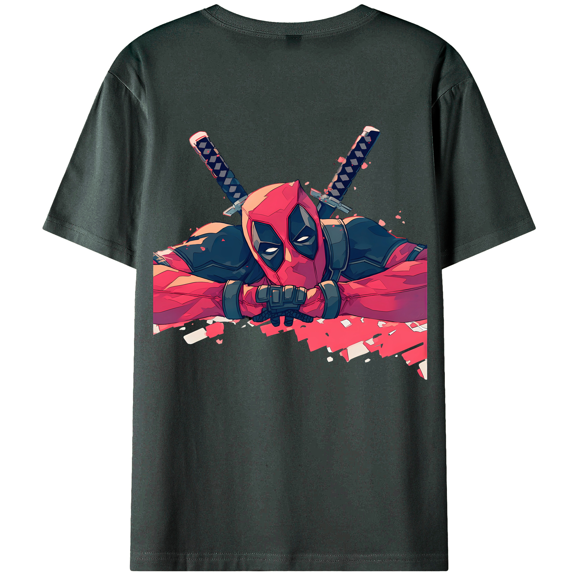 （画像用） Deadpool デッドプール 綿100％ メンズ半袖Tシャツ（バックプリント） 通気性